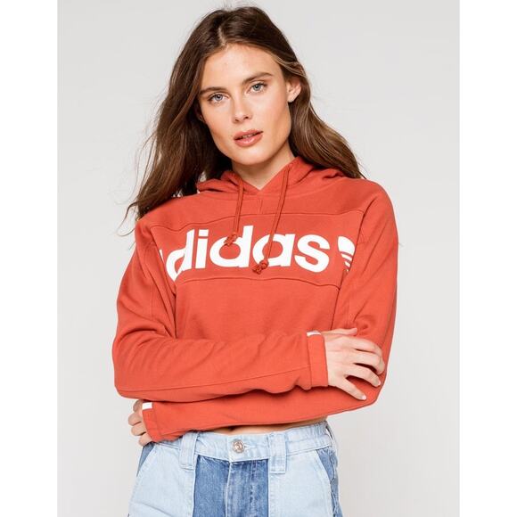 Women's ADIDAS CROPPED HOODIE Size SMALL (FH7636) NEW Sweatshirt - Picture 1 of 5